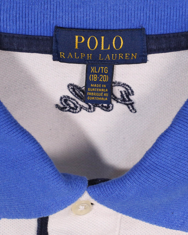 Ralph Lauren White & Blue #3 Custom Fit Colorblock Polo Shirt