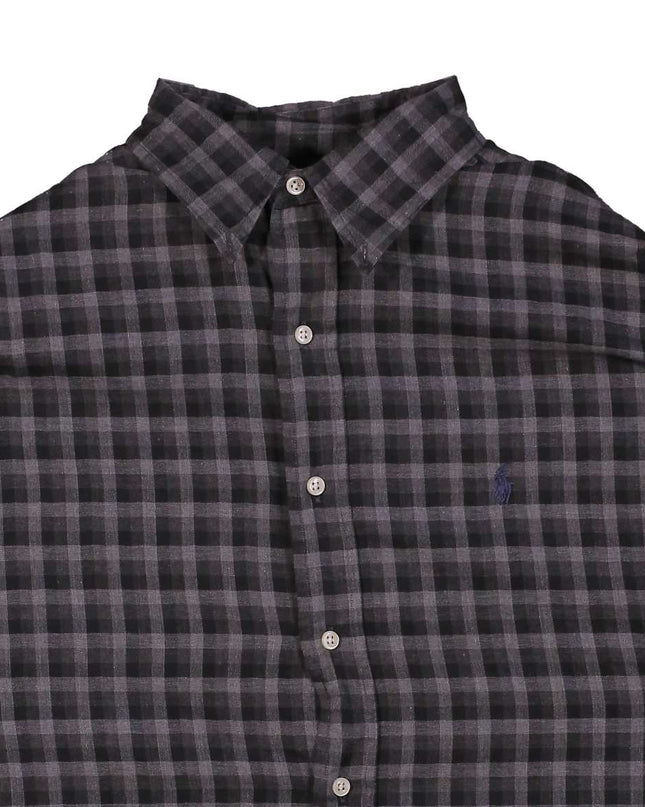 Ralph Lauren Vintage Blake Checkered Long-Sleeve Dress Flannel Gray Shirt