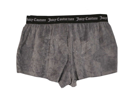 Juicy Couture Y2K Velour Rhinestone Logo Gray Short
