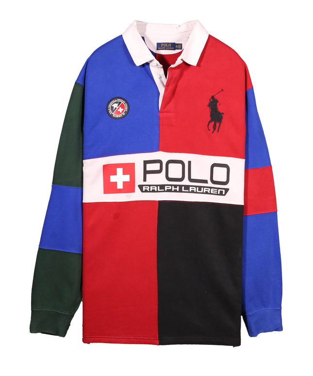 Ralph Lauren Downhill Racing Patchwork Colorblock Rugby Shirt