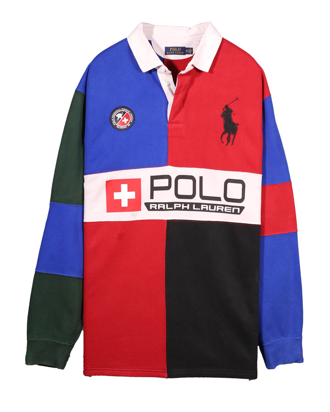 Ralph Lauren Downhill Racing Patchwork Colorblock Rugby Shirt
