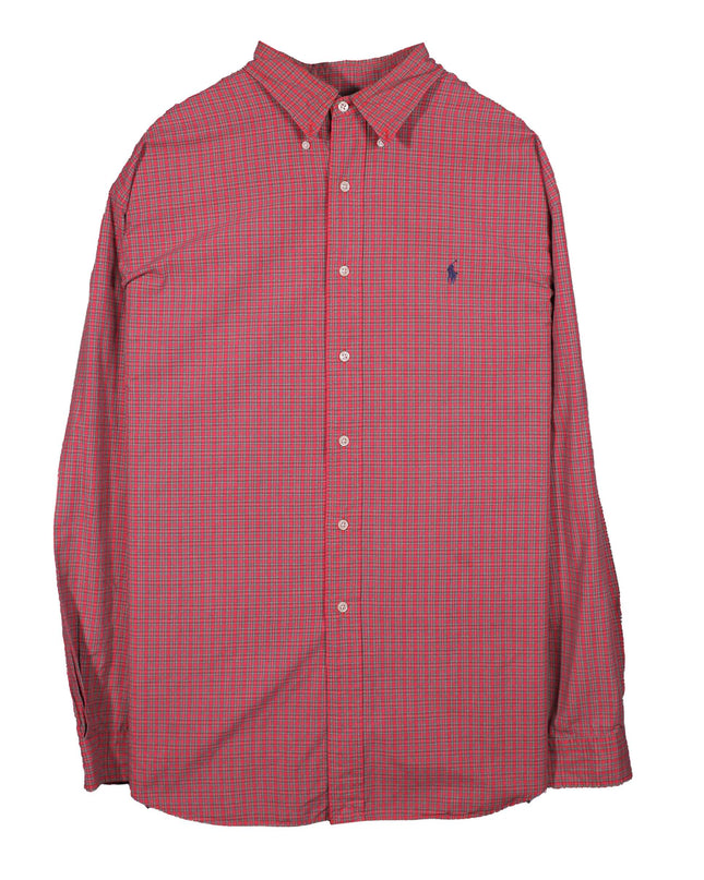 Ralph Lauren Blake Fit Button Down Plaid Red Shirt