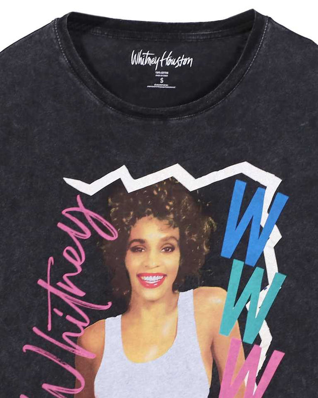 Whitney Houston 80s Retro Graphic Washed Charcoal T-Shirt