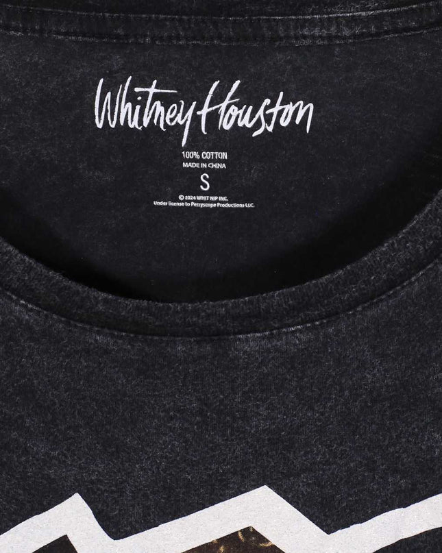 Whitney Houston 80s Retro Graphic Washed Charcoal T-Shirt