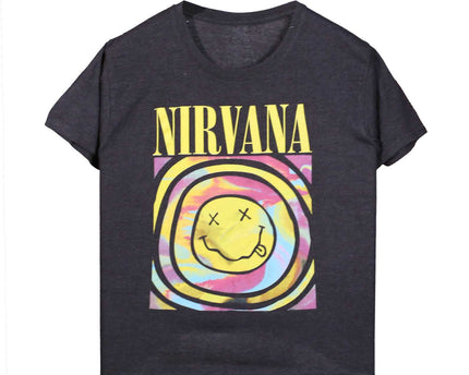 Nirvana Band Dark Gray Smiley Face Kurt Cobain T-Shirt