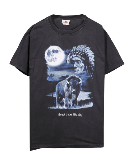 Anvil Vintage Indian Chief Native American First Nation Made in Canada Black T-Shirt