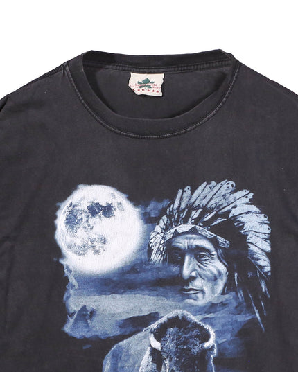 Anvil Vintage Indian Chief Native American First Nation Made in Canada Black T-Shirt
