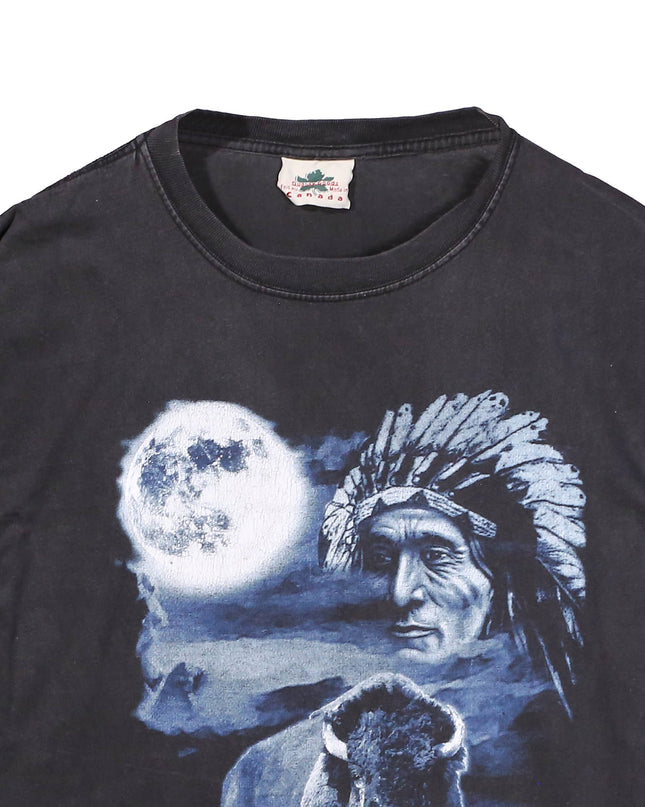 Anvil Vintage Indian Chief Native American First Nation Made in Canada Black T-Shirt