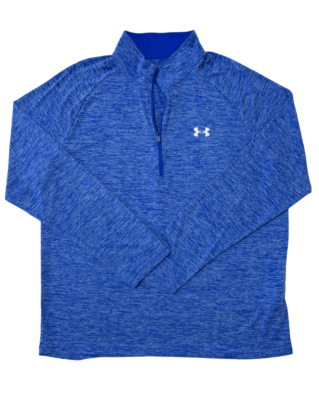Under Armour Loose Fit Heather Blue Quarter-Zip Performance Pullover