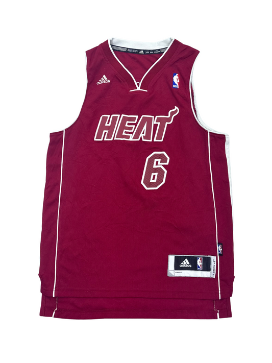 LeBron James #6 Miami Heat Red Adidas NBA Jersey - S