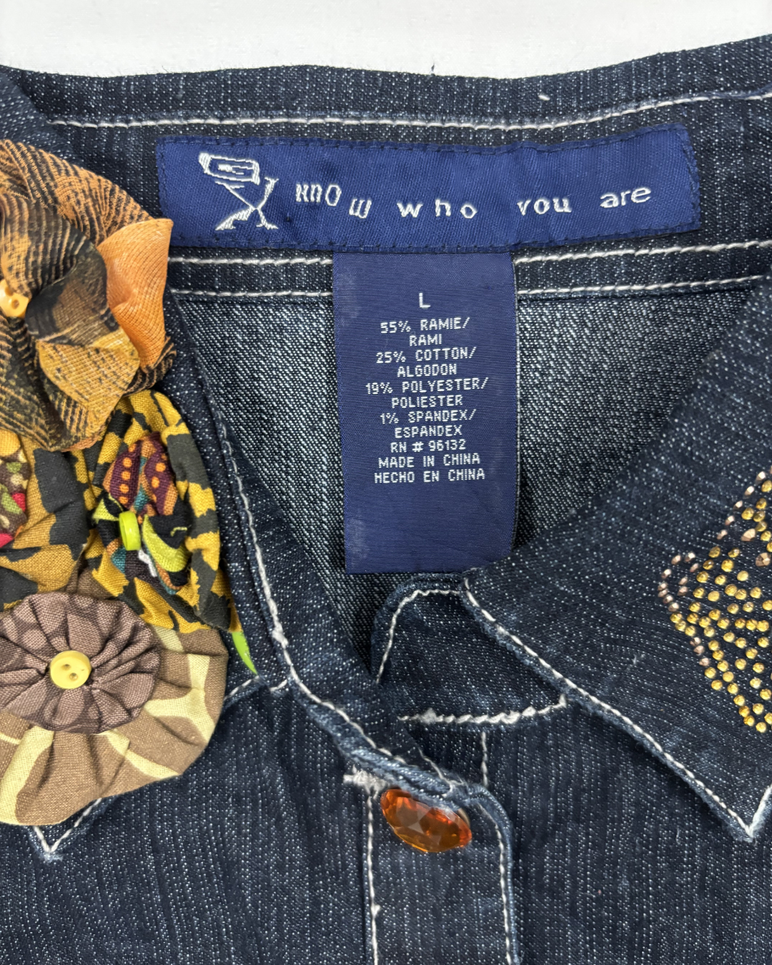 Know Who You Are with Butterfly Rhinestones Denim Jacket - M