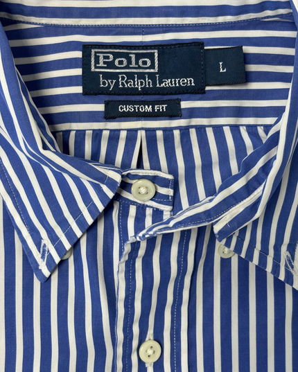 Ralph Lauren Custom Fit Blue & White Striped Oxford Shirt
