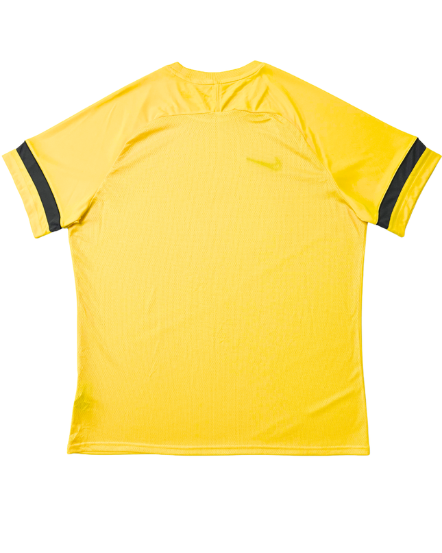 Nike Dri-FIT Yellow Training T-Shirt with Black Sleeve Stripes