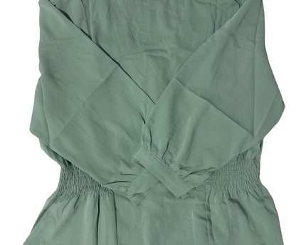 Waad X Fashion Sage Green Button-Up Peplum Blouse - M