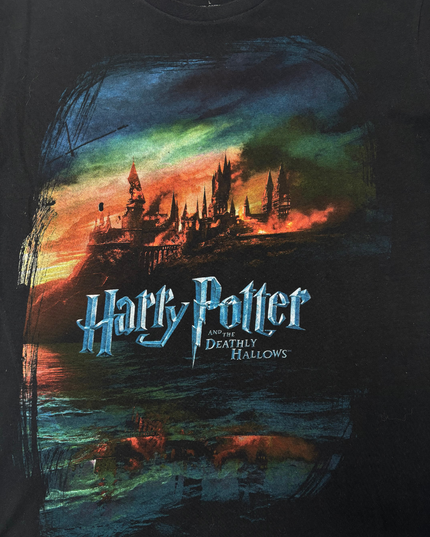 Harry Potter and the Deathly Hallows Hogwarts Black Graphic T-Shirt