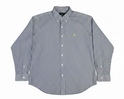 Ralph Lauren Blue/White Striped Custom Fit Long Sleeve Shirt