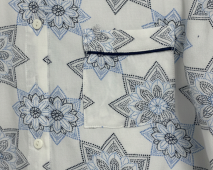 Forever 21 White/Blue Mandala Print Cropped Shirt
