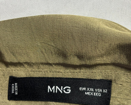 MNG Olive Green Textured Maxi Shirt Dress