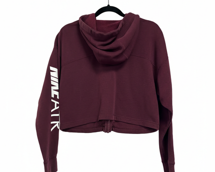Nike Burgundy Air Cropped Full-Zip Hoodie
