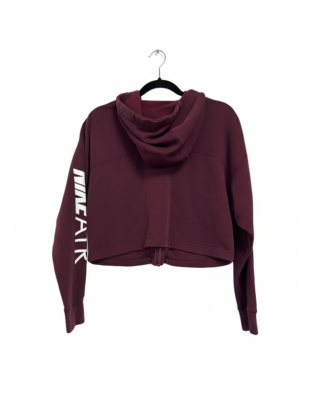 Nike Burgundy Air Cropped Full-Zip Hoodie