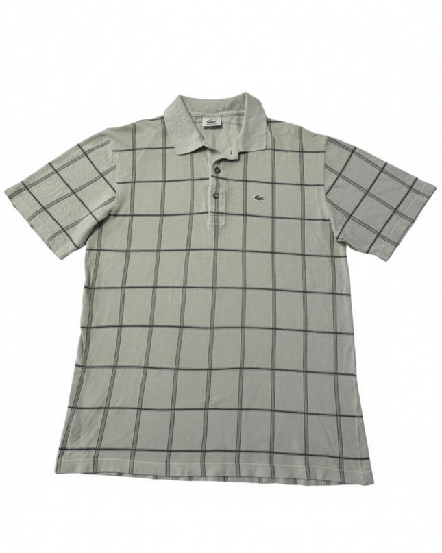 Lacoste Vintage Grey Grid Windowpane Polo Shirt