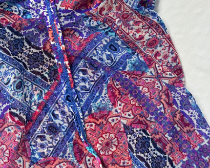 Christina Boho Patchwork Multicolor Print Tankini Top - XS