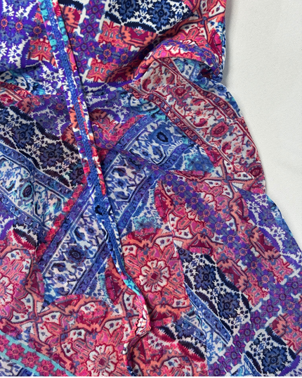 Christina Boho Patchwork Multicolor Print Tankini Top - XS