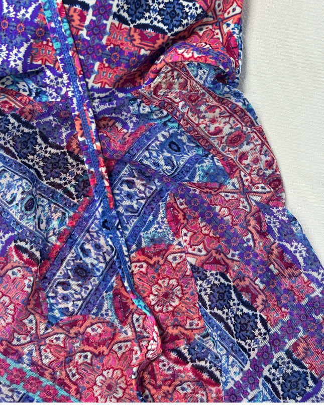 Christina Boho Patchwork Multicolor Print Tankini Top - XS