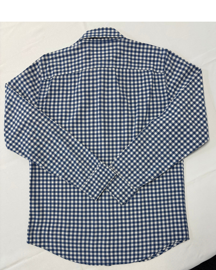 Hollister Gingham Check Navy Blue & White Stretch Long Sleeve Shirt