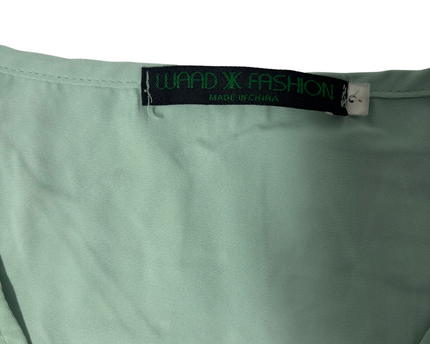 Waad X Fashion Sage Green Button-Up Peplum Blouse - M