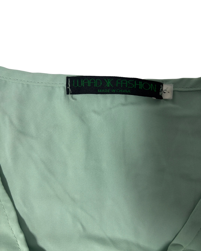 Waad X Fashion Sage Green Button-Up Peplum Blouse - M