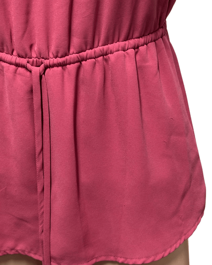 Le Château Rose Pink Wrap V-Neck Peplum Top