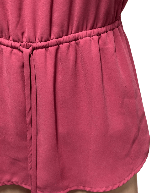 Le Château Rose Pink Wrap V-Neck Peplum Top