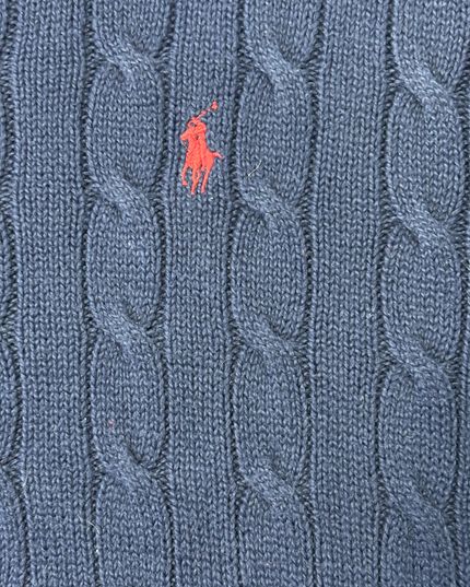 Ralph Lauren Navy Blue Cable-Knit Cotton Sweater