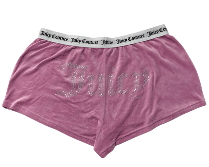 Juicy Couture Pink Velour with Rhinestone Logo Shorts