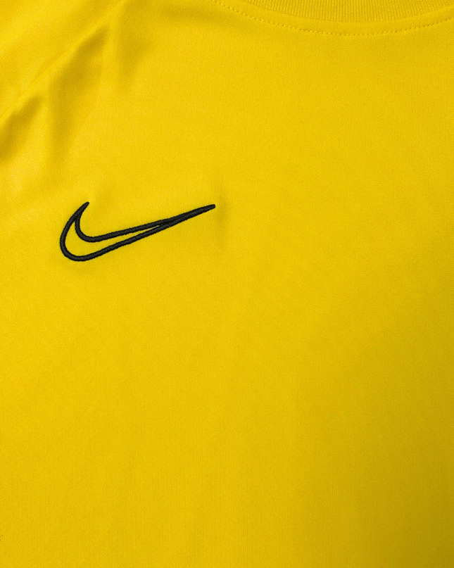 Nike Dri-FIT Yellow Training T-Shirt with Black Sleeve Stripes