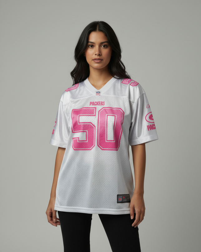 NFL White Green Bay Packers NFL Pink Graphic Jersey