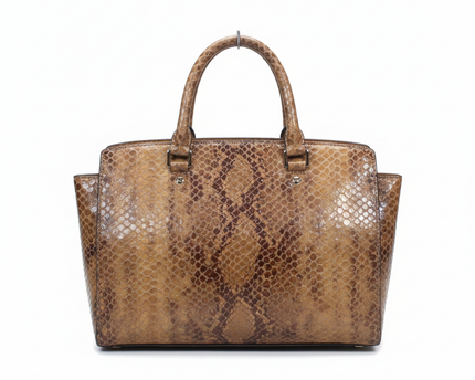 Michael Kors Brown Snakeskin Print Satchel Bag