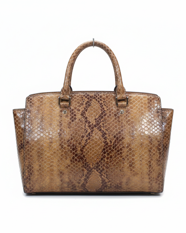 Michael Kors Brown Snakeskin Print Satchel Bag
