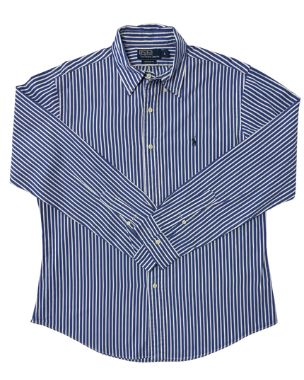 Ralph Lauren Custom Fit Blue & White Striped Oxford Shirt