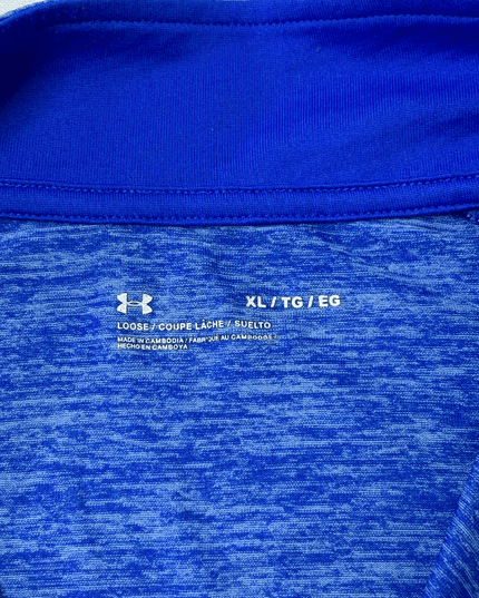 Under Armour Loose Fit Heather Blue Quarter-Zip Performance Pullover