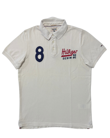 Hilfiger Denim 85 NYC White Embroidered Polo Shirt - S