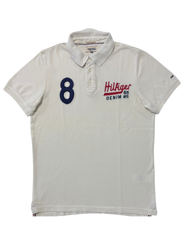 Hilfiger Denim 85 NYC White Embroidered Polo Shirt - S