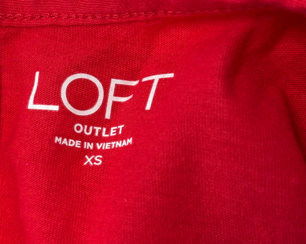 LOFT Outlet Cherry Red Eyelet Yoke Ruffle Sleeve Blouse