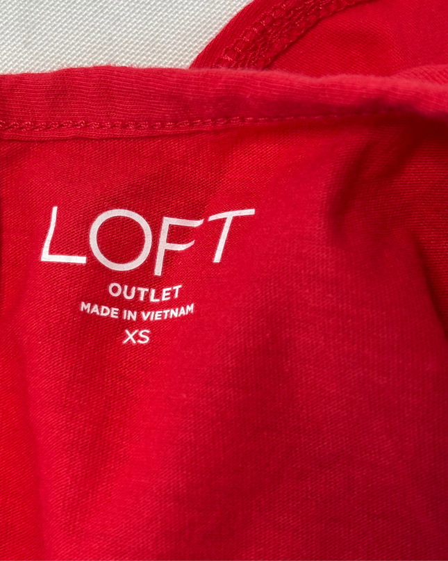 LOFT Outlet Cherry Red Eyelet Yoke Ruffle Sleeve Blouse