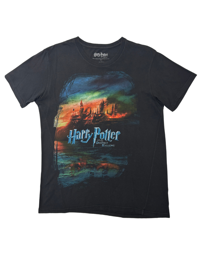 Harry Potter and the Deathly Hallows Hogwarts Black Graphic T-Shirt