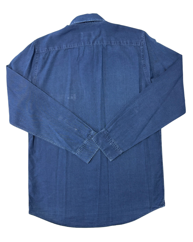 Lacoste Blue Textured Classic Crocodile Logo Regular Fit Shirt