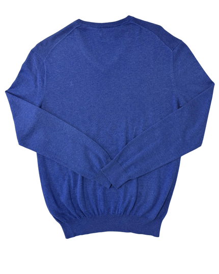 Ralph Lauren Slim Fit Blue Pima Cotton V-Neck Sweater