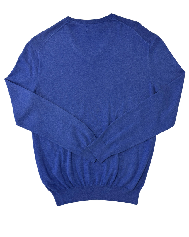 Ralph Lauren Slim Fit Blue Pima Cotton V-Neck Sweater