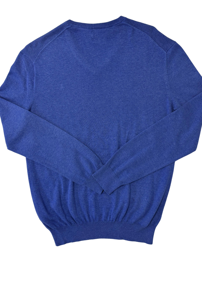 Ralph Lauren Slim Fit Blue Pima Cotton V-Neck Sweater